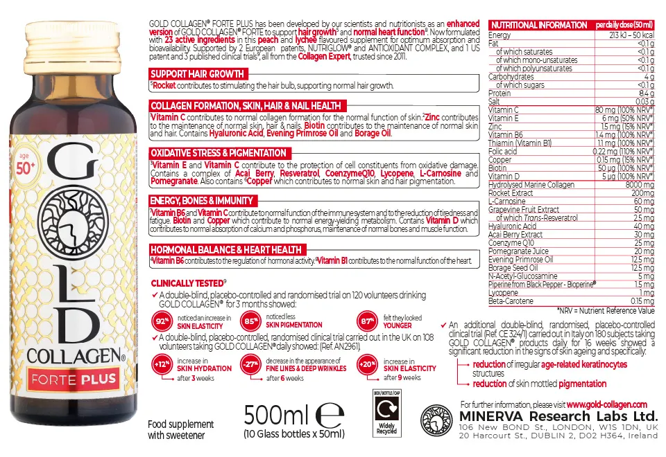 GOLD COLLAGEN® Forte – 10 × 50 ml - imagine 3