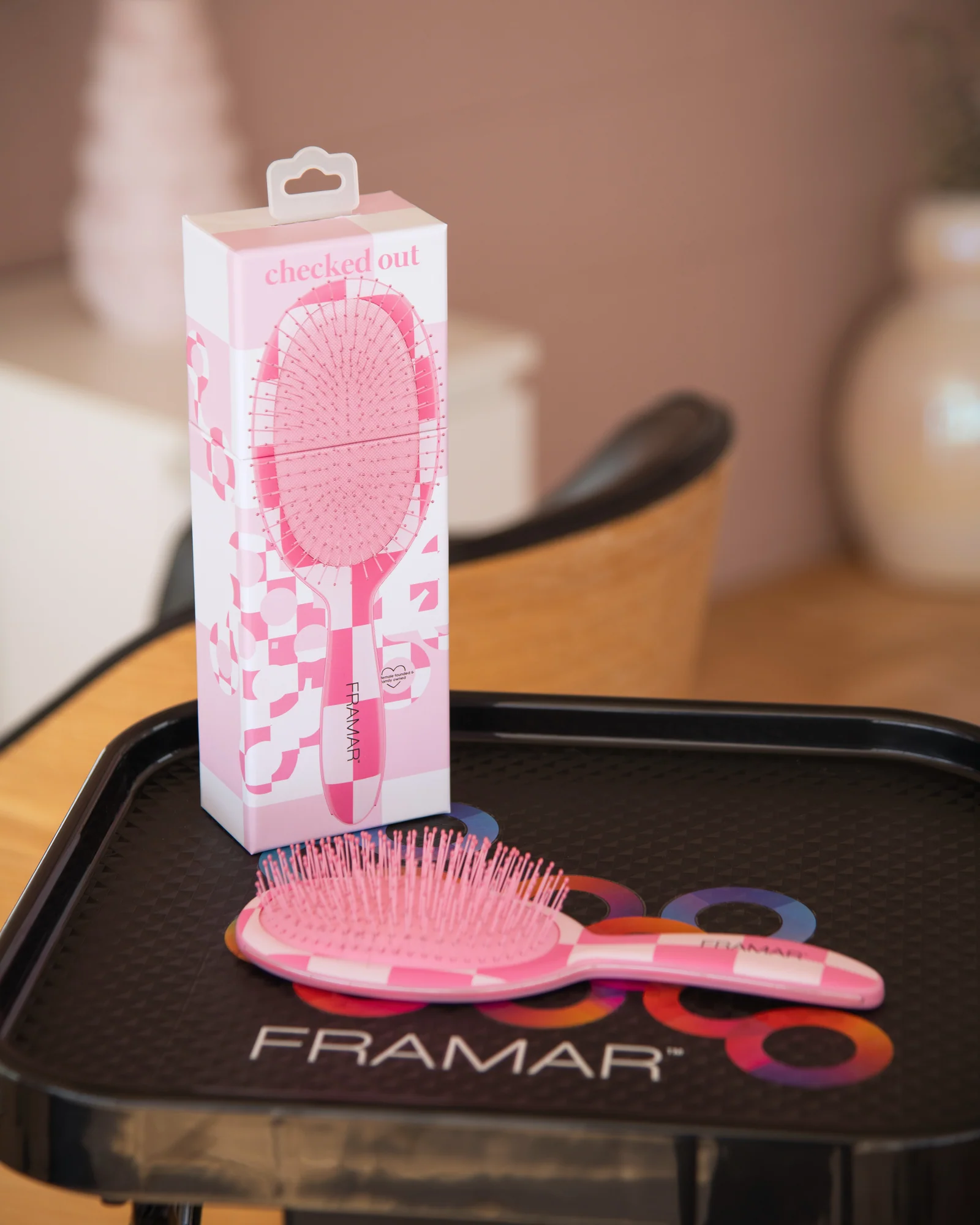 Framar Checked Out Pink – Detangle Brush - imagine 3